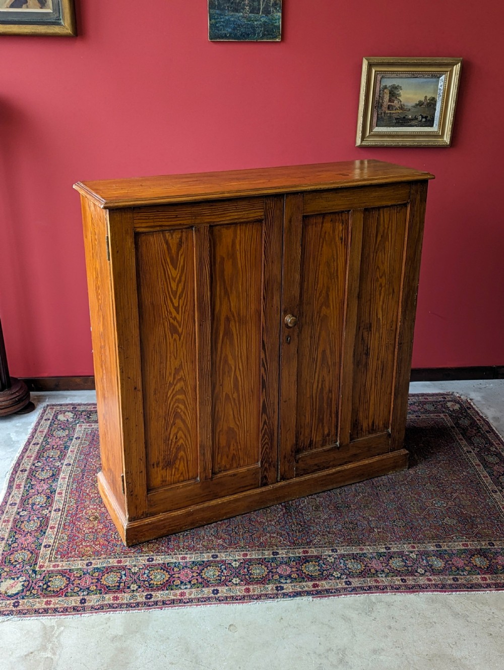 Antique Early 20th Century Pine Closed Bookcase Cupboard View VII