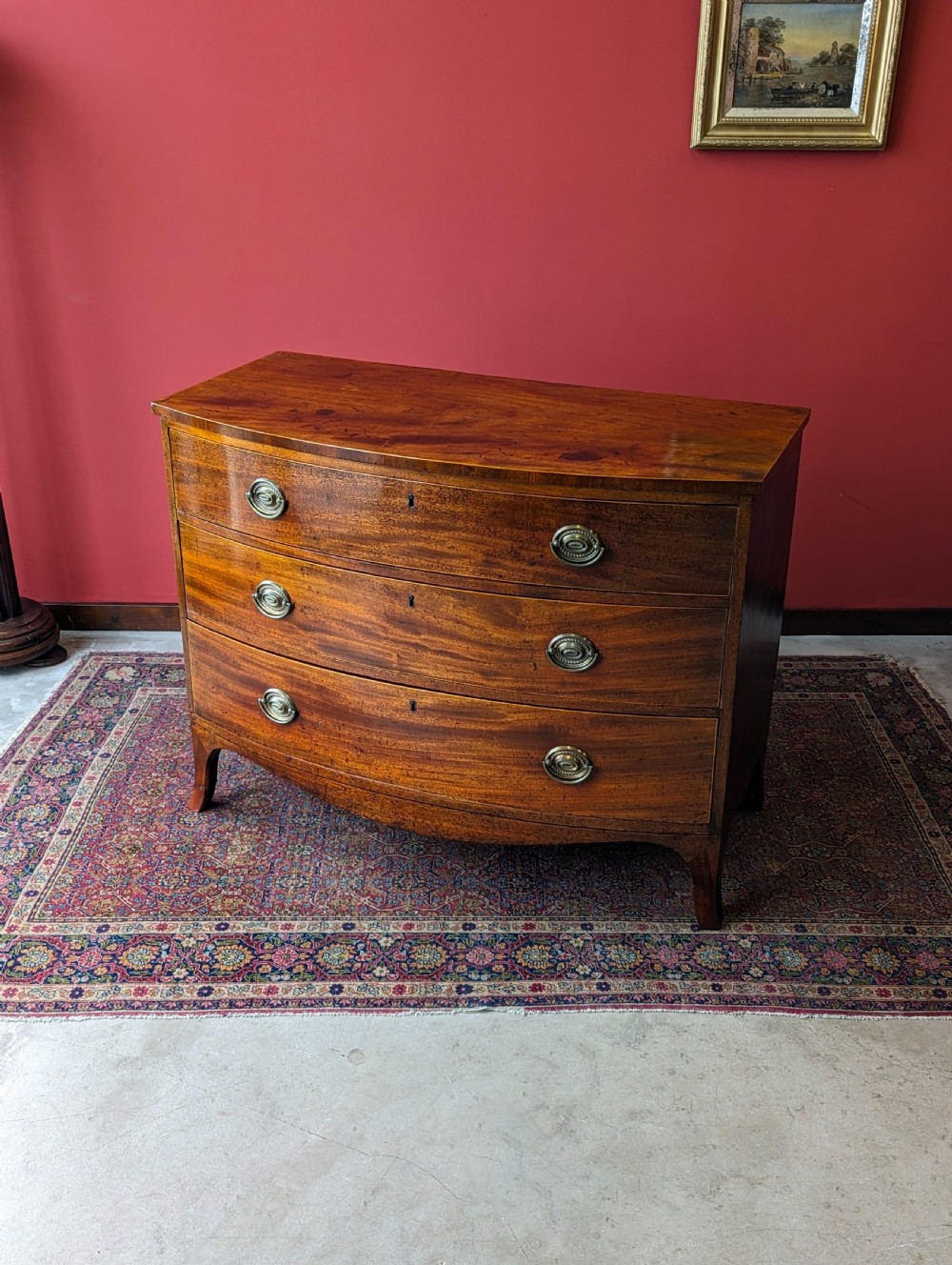 Antique Early 19th Century Mahogany Bow Front Chest of Drawers
