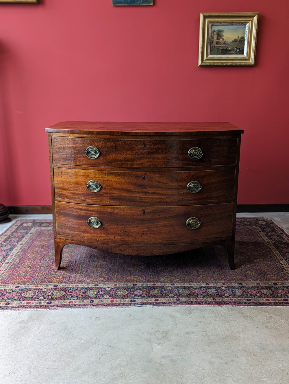 Antique Early 19th Century Mahogany Bow Front Chest of Drawers View II