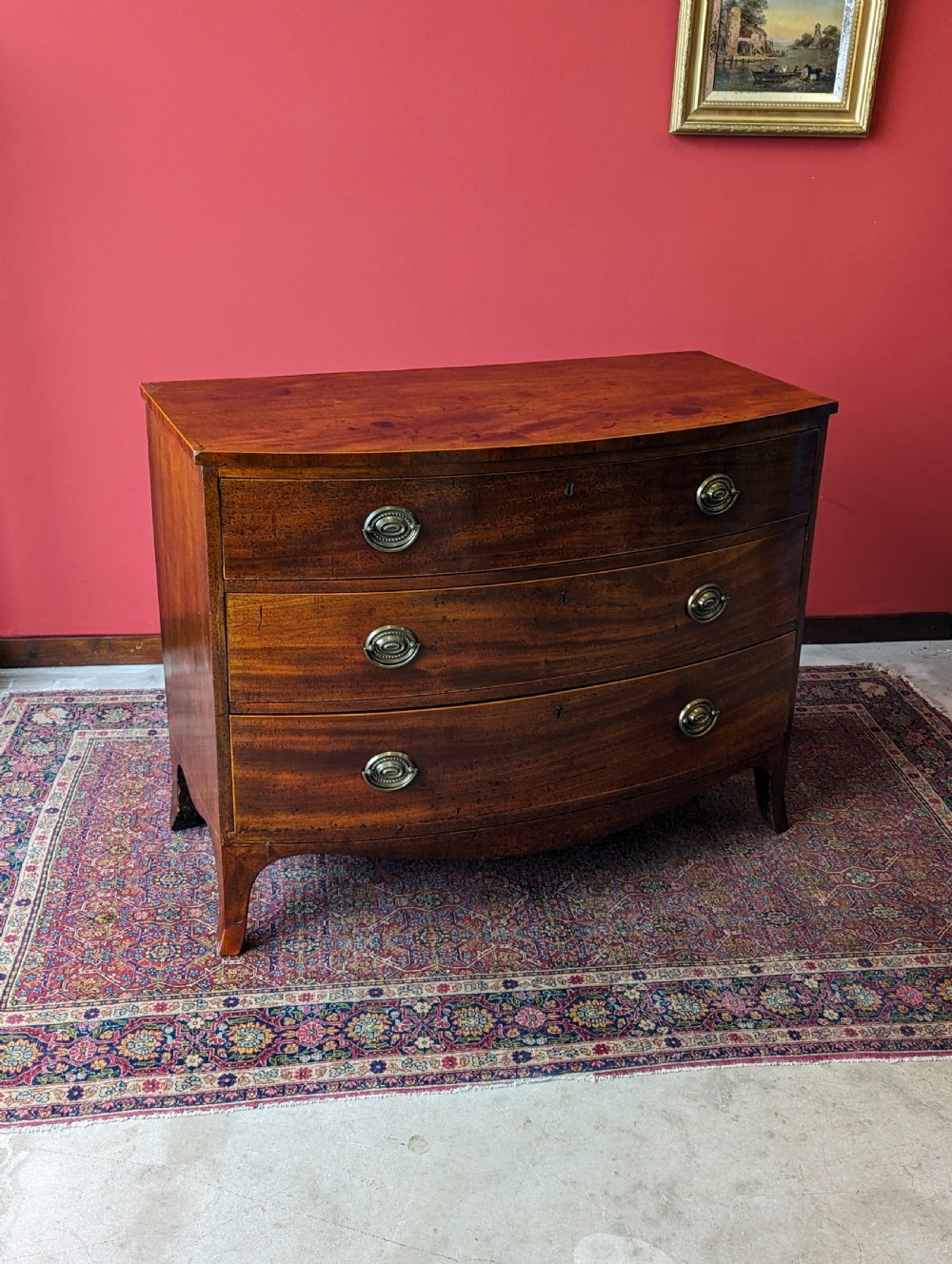 Antique Early 19th Century Mahogany Bow Front Chest of Drawers View III