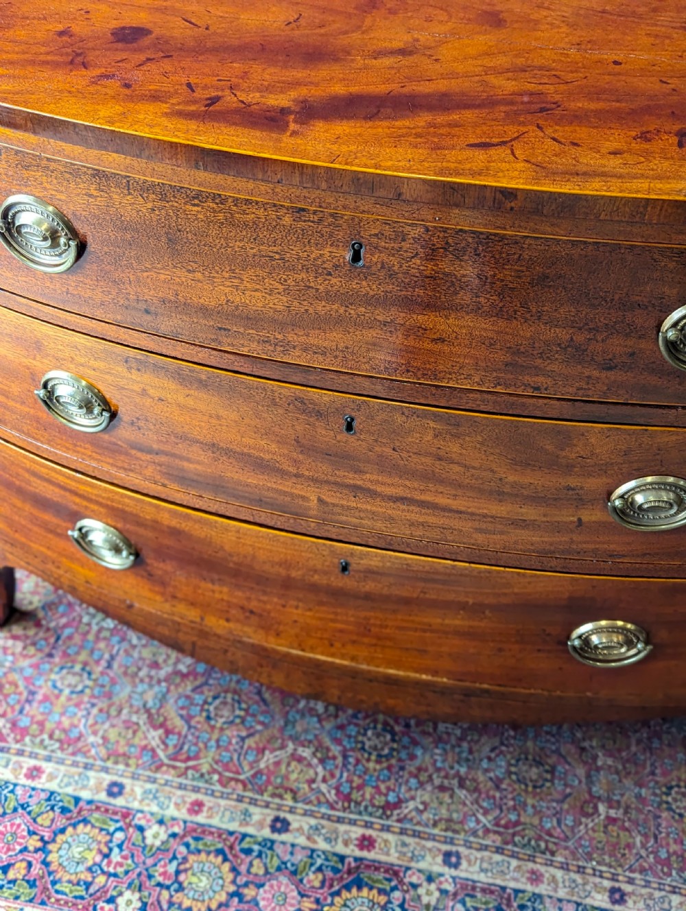 Antique Early 19th Century Mahogany Bow Front Chest of Drawers View V