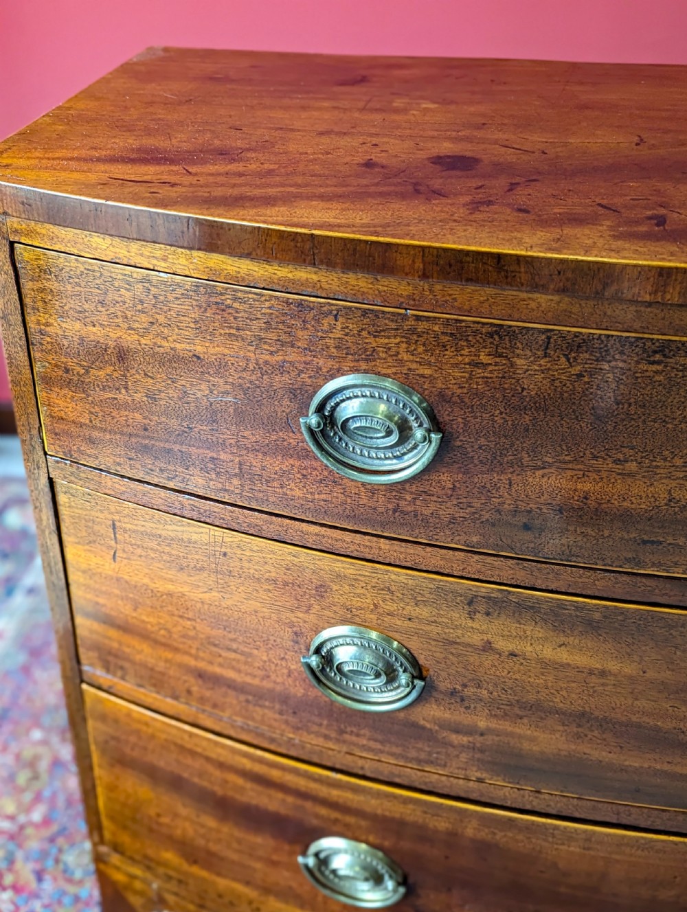Antique Early 19th Century Mahogany Bow Front Chest of Drawers View VI