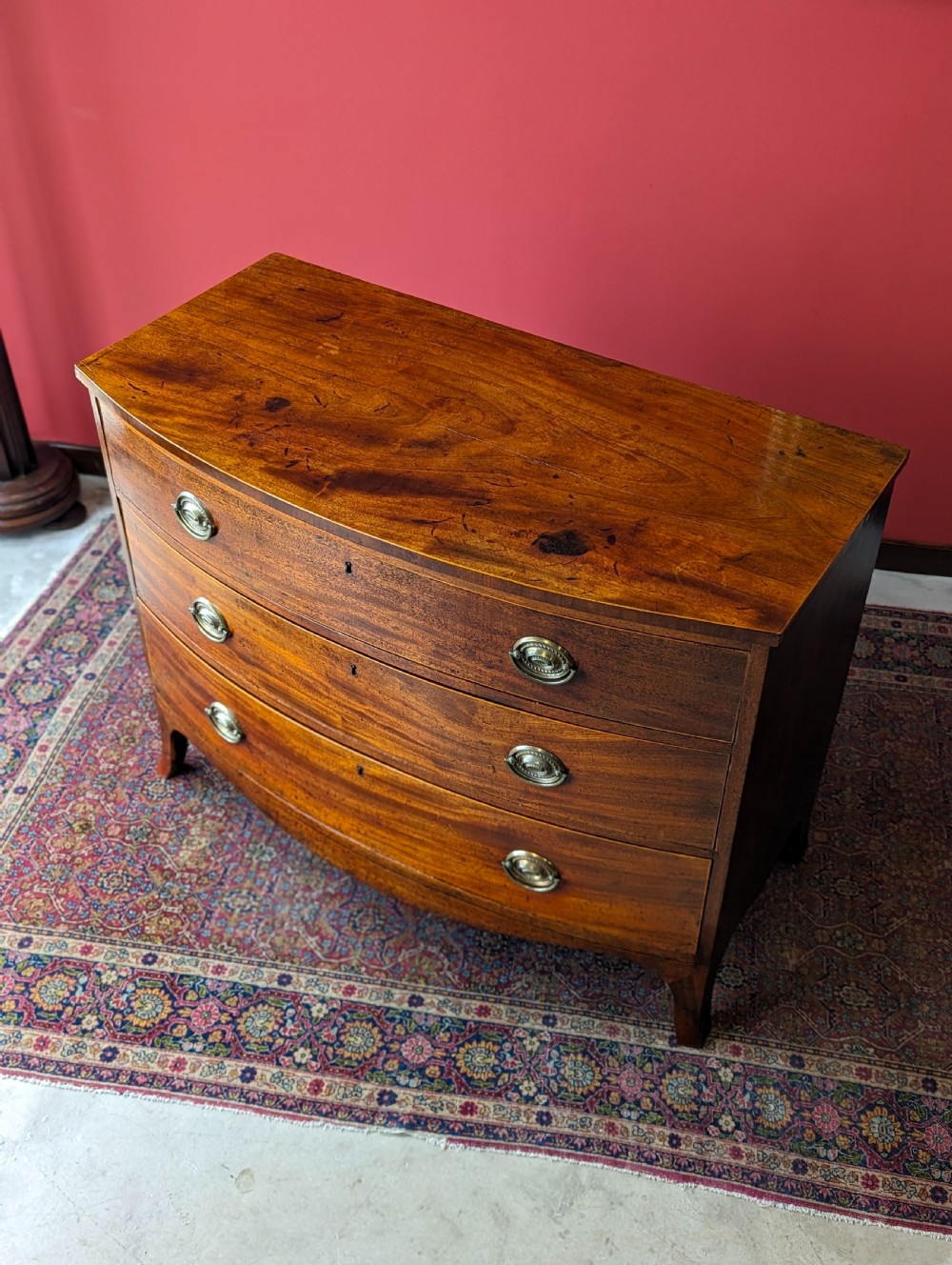 Antique Early 19th Century Mahogany Bow Front Chest of Drawers View X