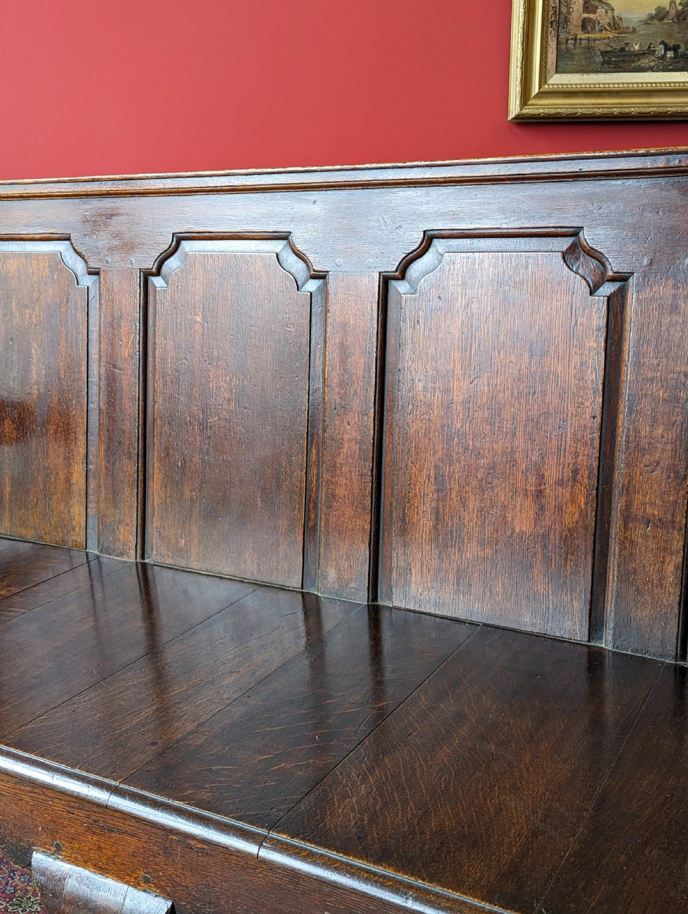 Antique Georgian Oak Settle View V