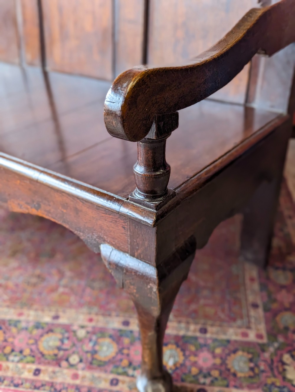Antique Georgian Oak Settle View VI