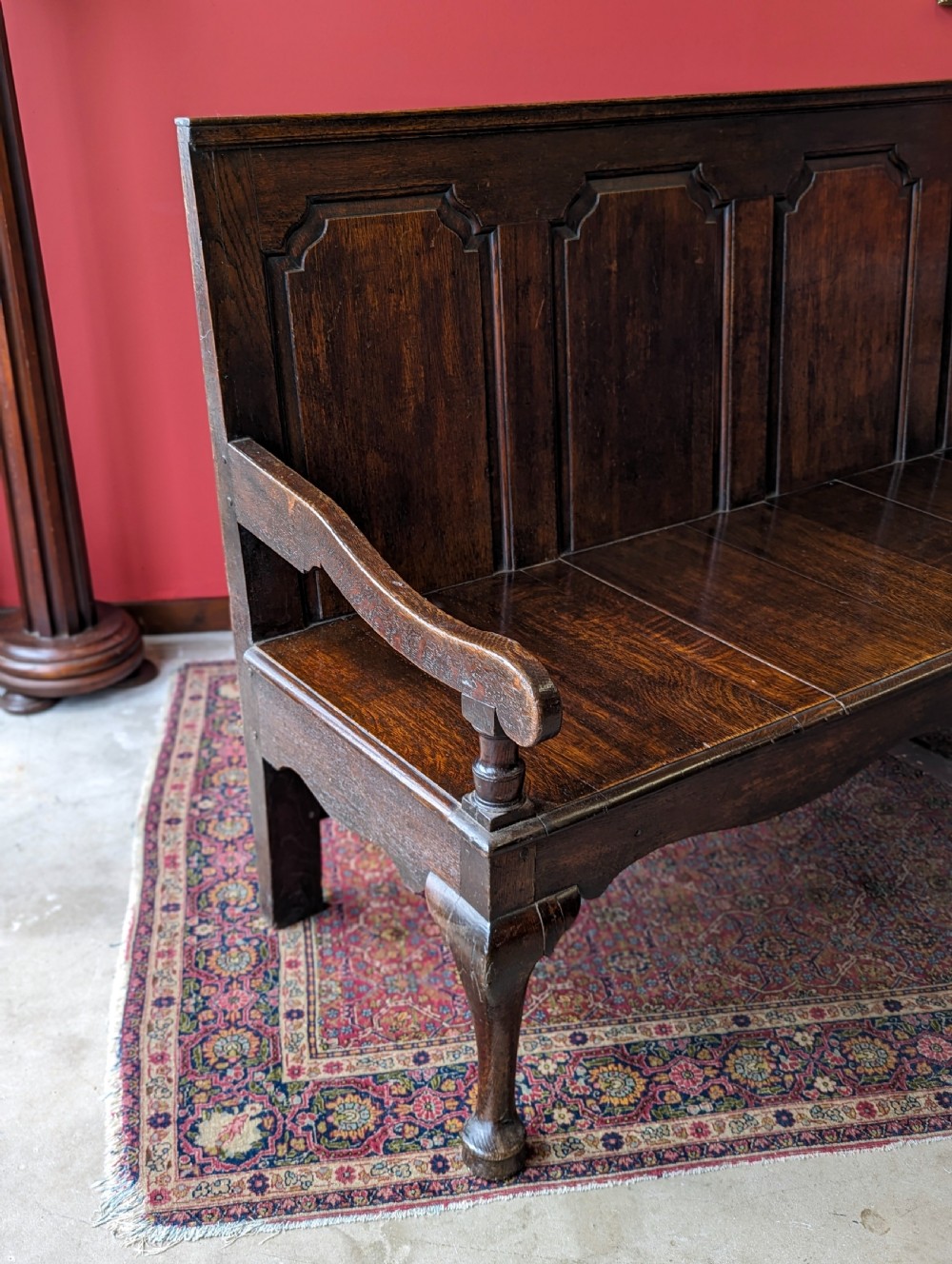 Antique Georgian Oak Settle View VII