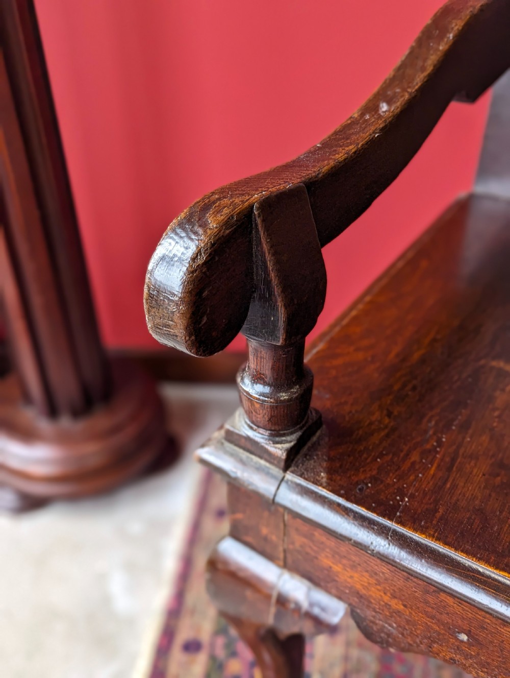Antique Georgian Oak Settle View IX