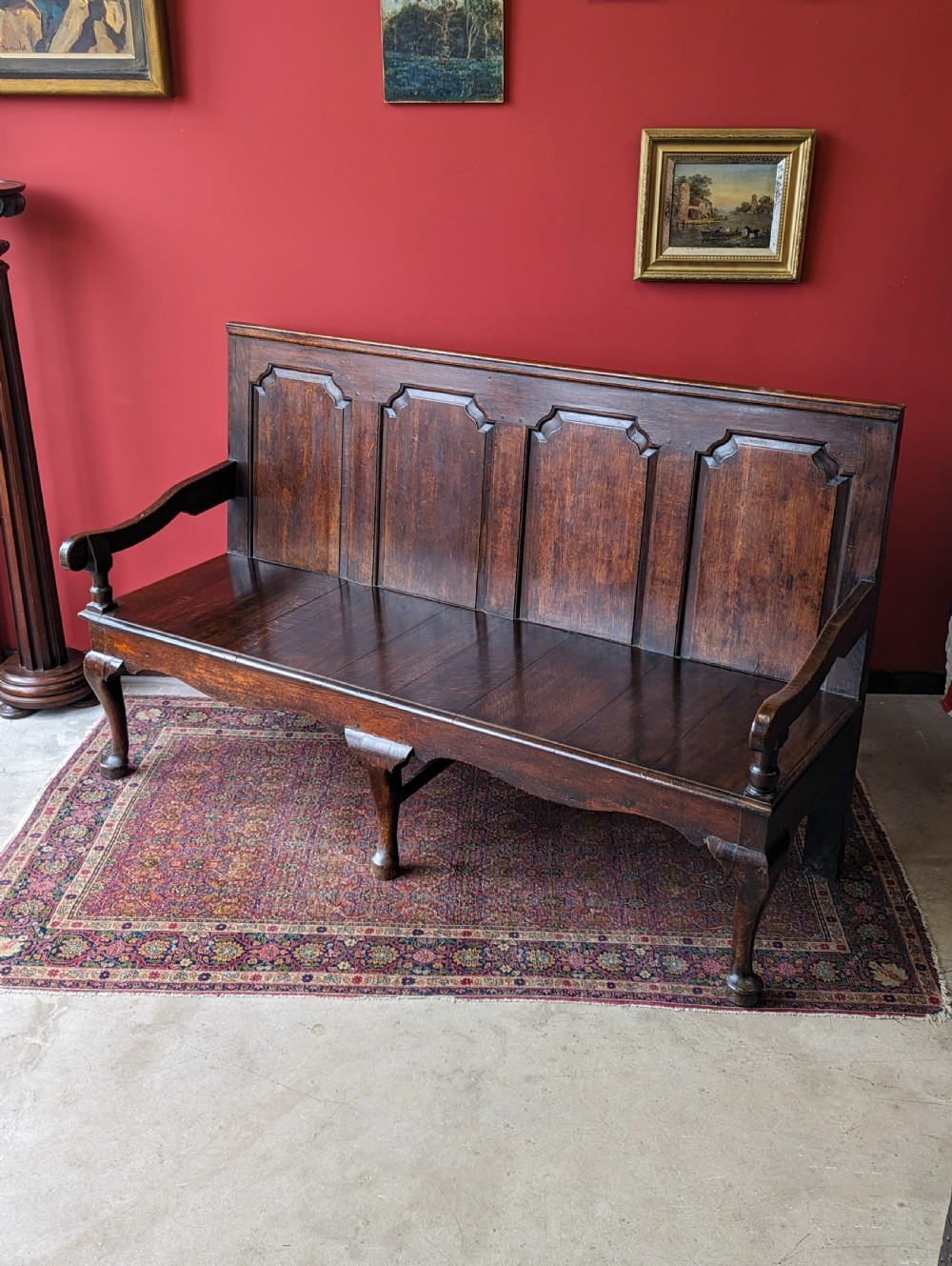 Antique Georgian Oak Settle View X