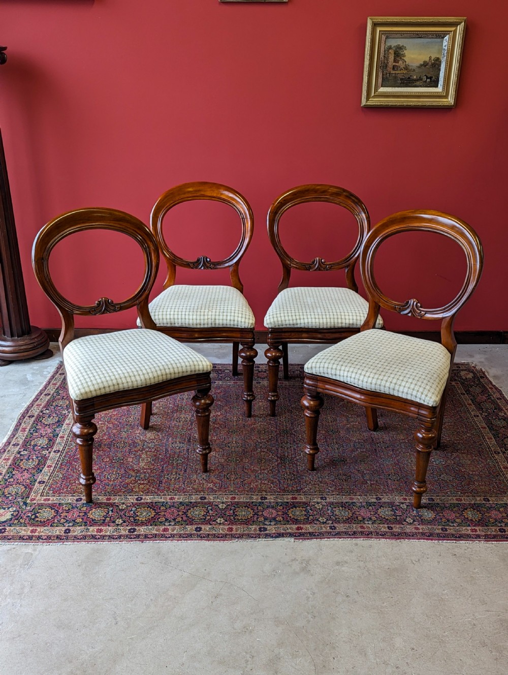 Set of Four Antique Early Victorian Mahogany Dining Chairs View VI
