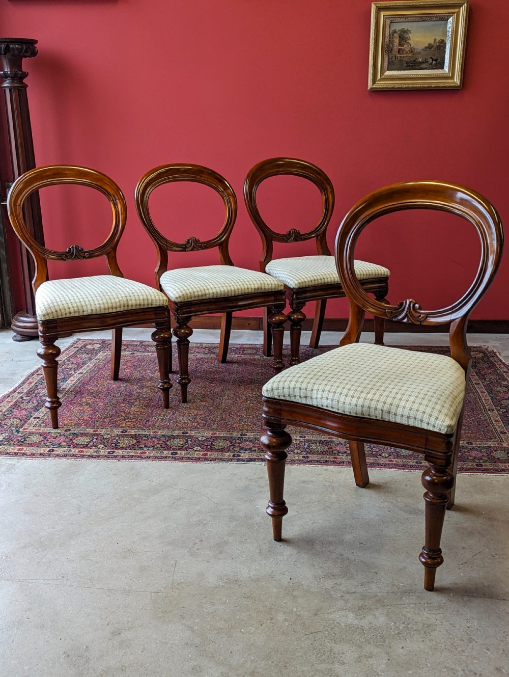 Set of Four Antique Early Victorian Mahogany Dining Chairs View X