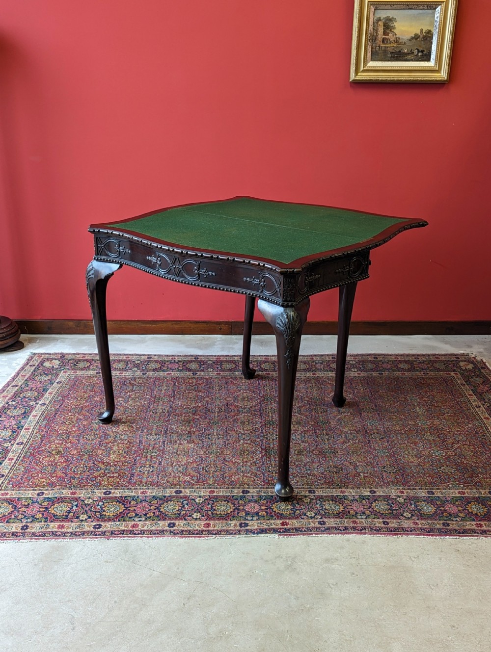 Antique Victorian Mahogany Fold Over Card Table by Maple & Co View II