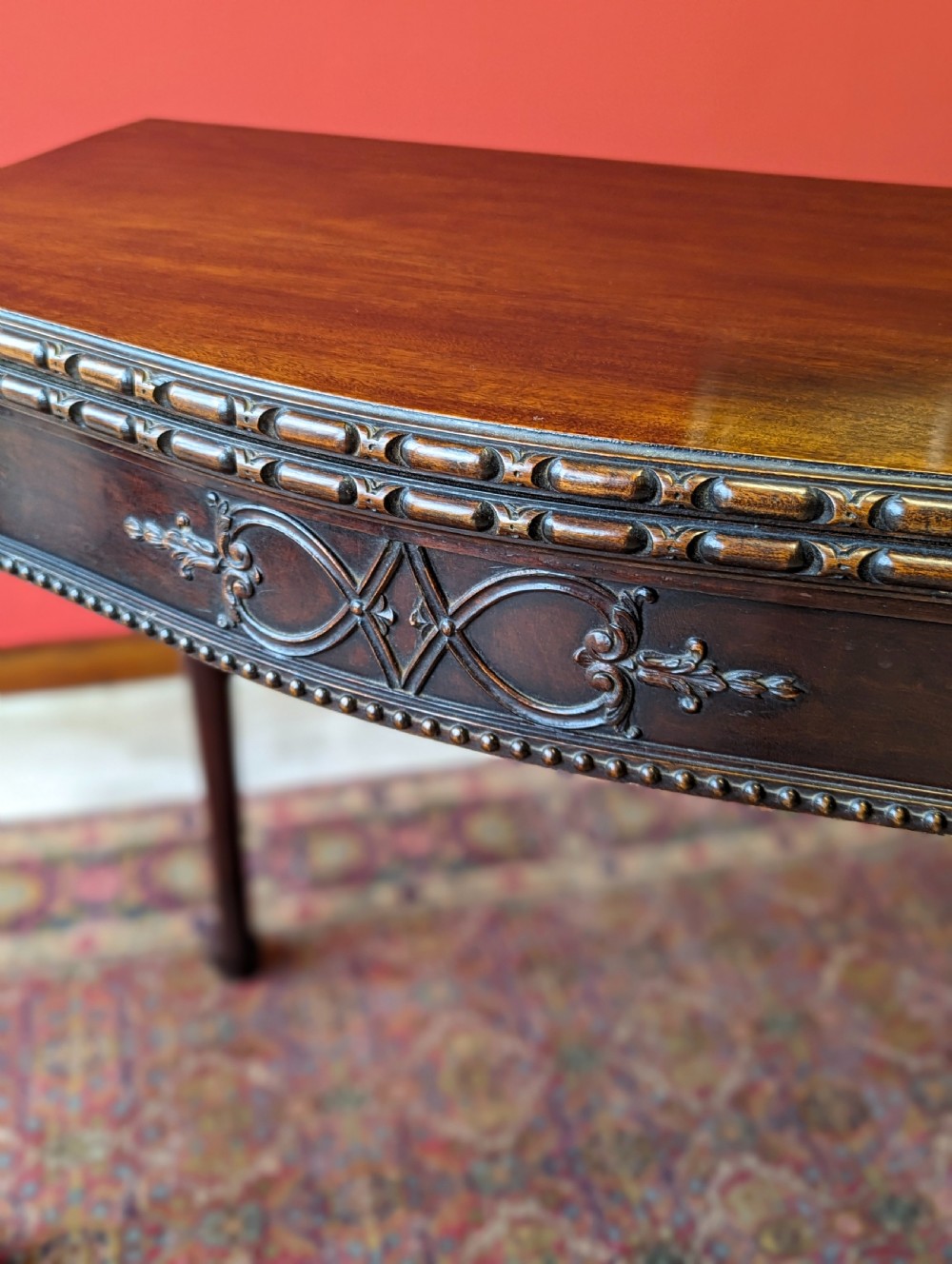 Antique Victorian Mahogany Fold Over Card Table by Maple & Co View IV