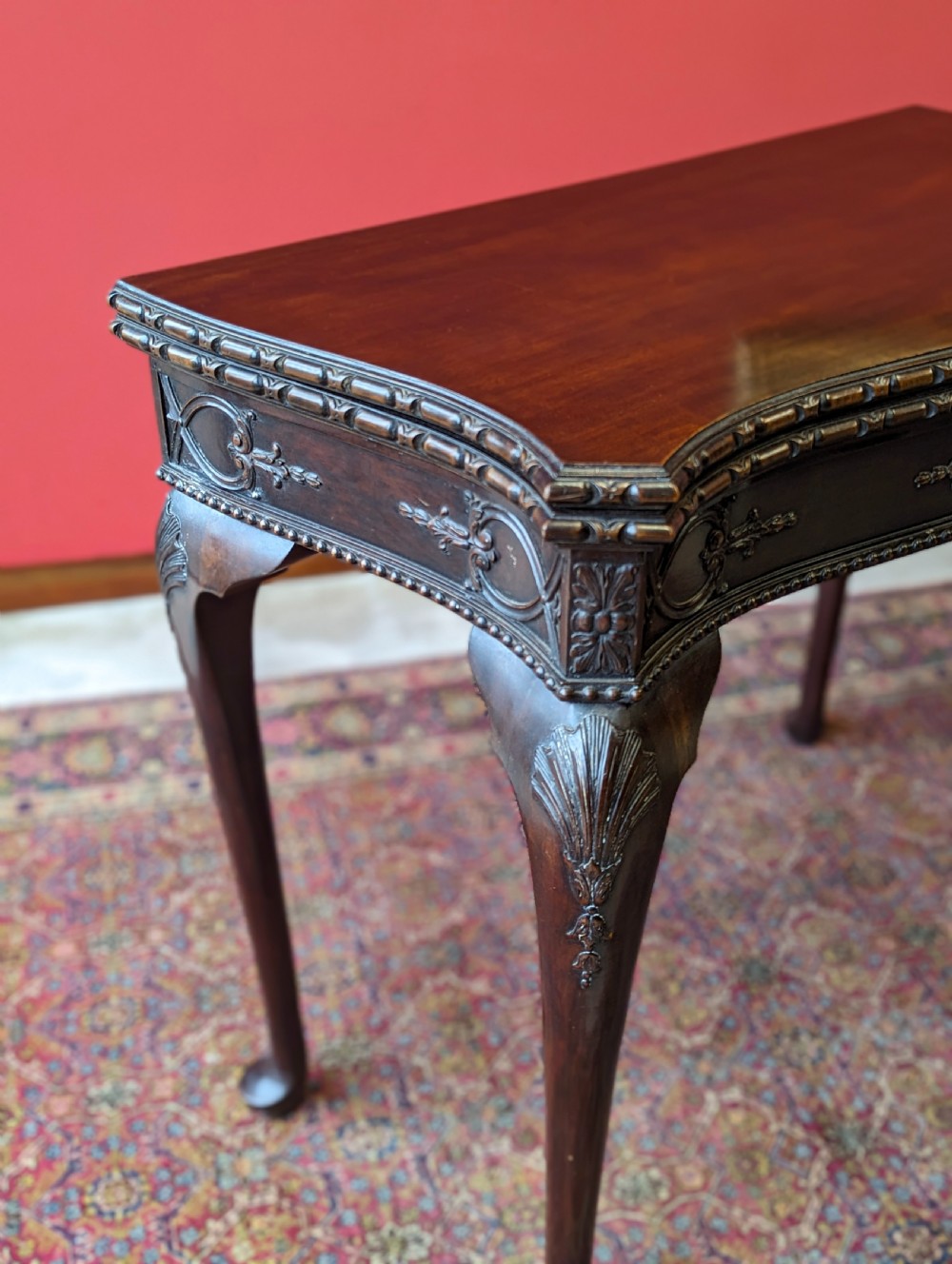 Antique Victorian Mahogany Fold Over Card Table by Maple & Co View V