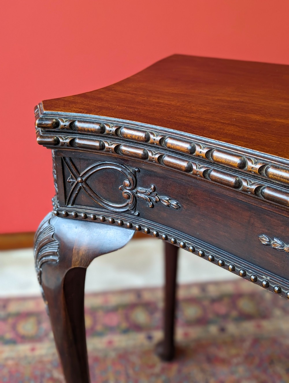Antique Victorian Mahogany Fold Over Card Table by Maple & Co View IX
