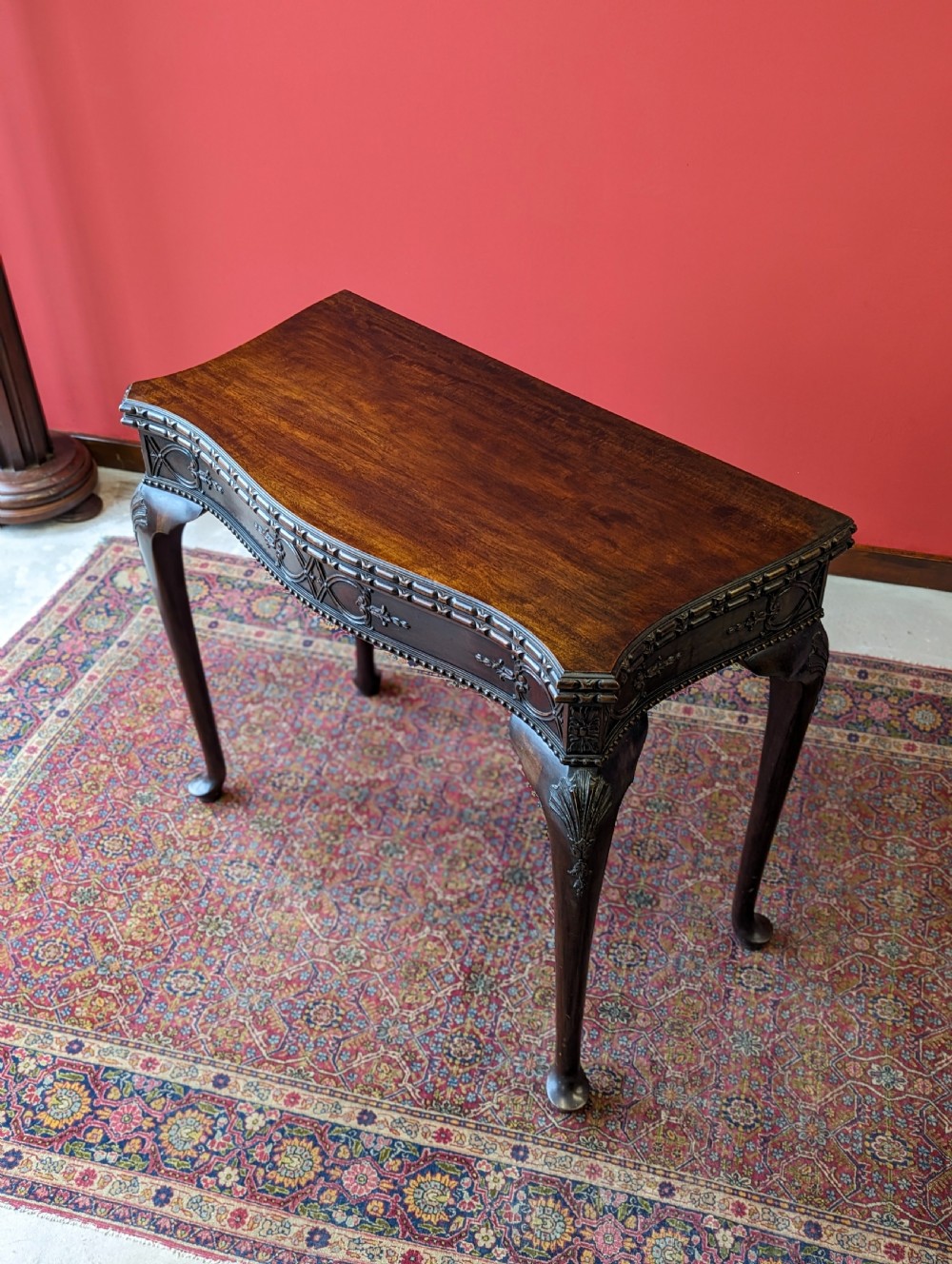 Antique Victorian Mahogany Fold Over Card Table by Maple & Co View X