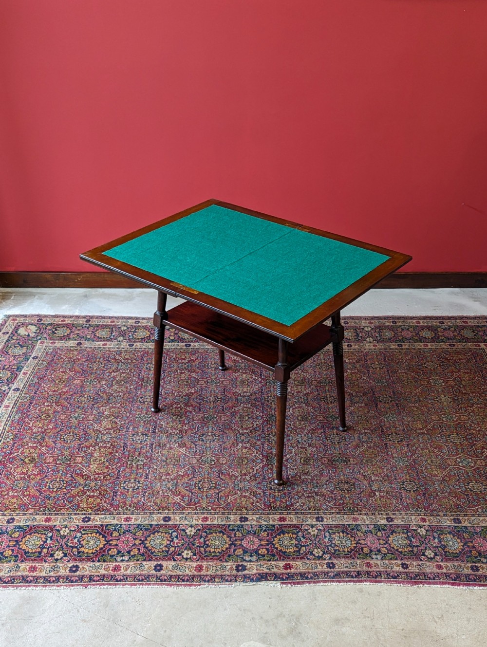 Antique Arts & Crafts Mahogany Fold over Card Table View II