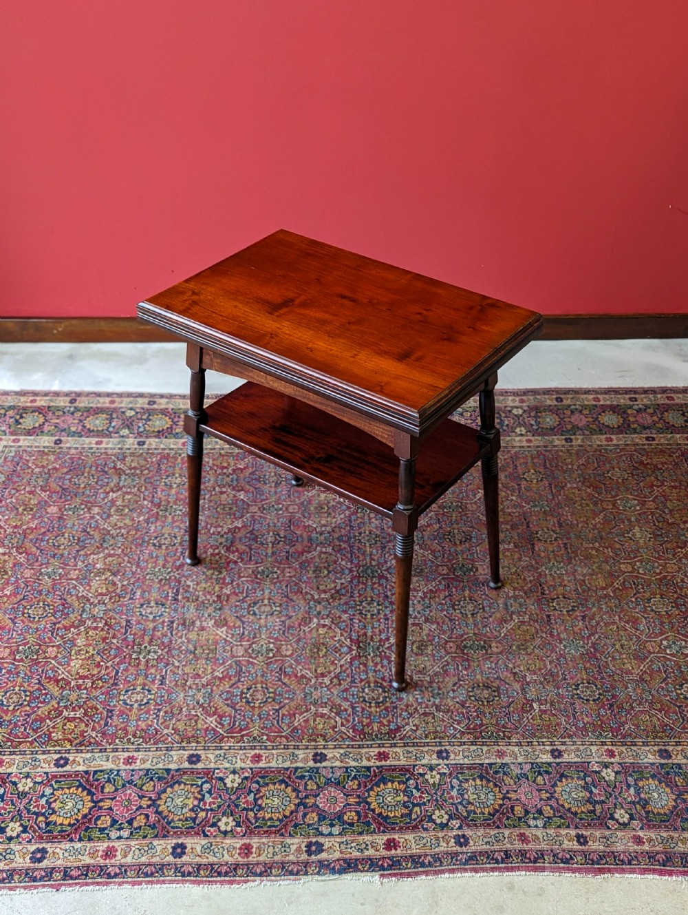Antique Arts & Crafts Mahogany Fold over Card Table View X