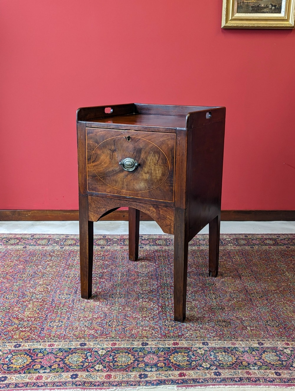 Antique Georgian Mahogany Fall Front Bedside