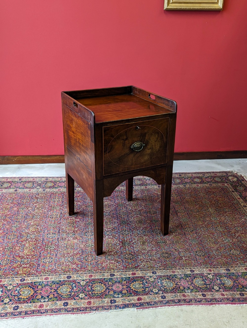 Antique Georgian Mahogany Fall Front Bedside View III