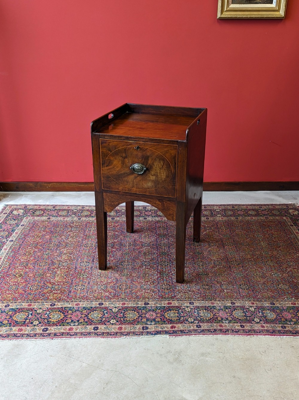 Antique Georgian Mahogany Fall Front Bedside View IV