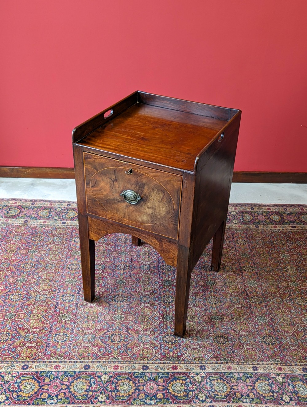 Antique Georgian Mahogany Fall Front Bedside View V