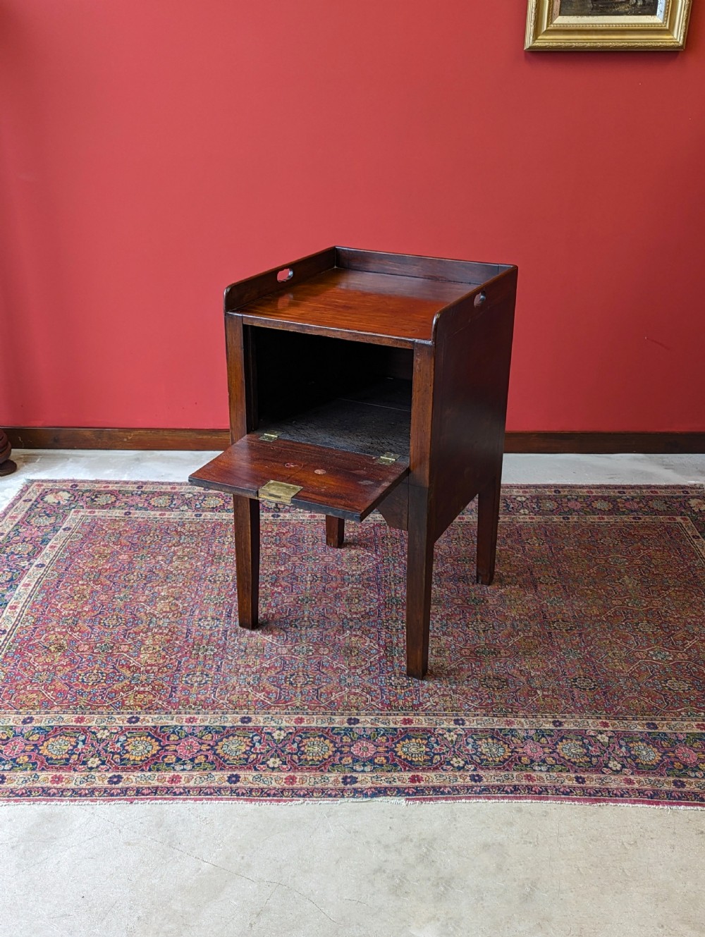 Antique Georgian Mahogany Fall Front Bedside View VI
