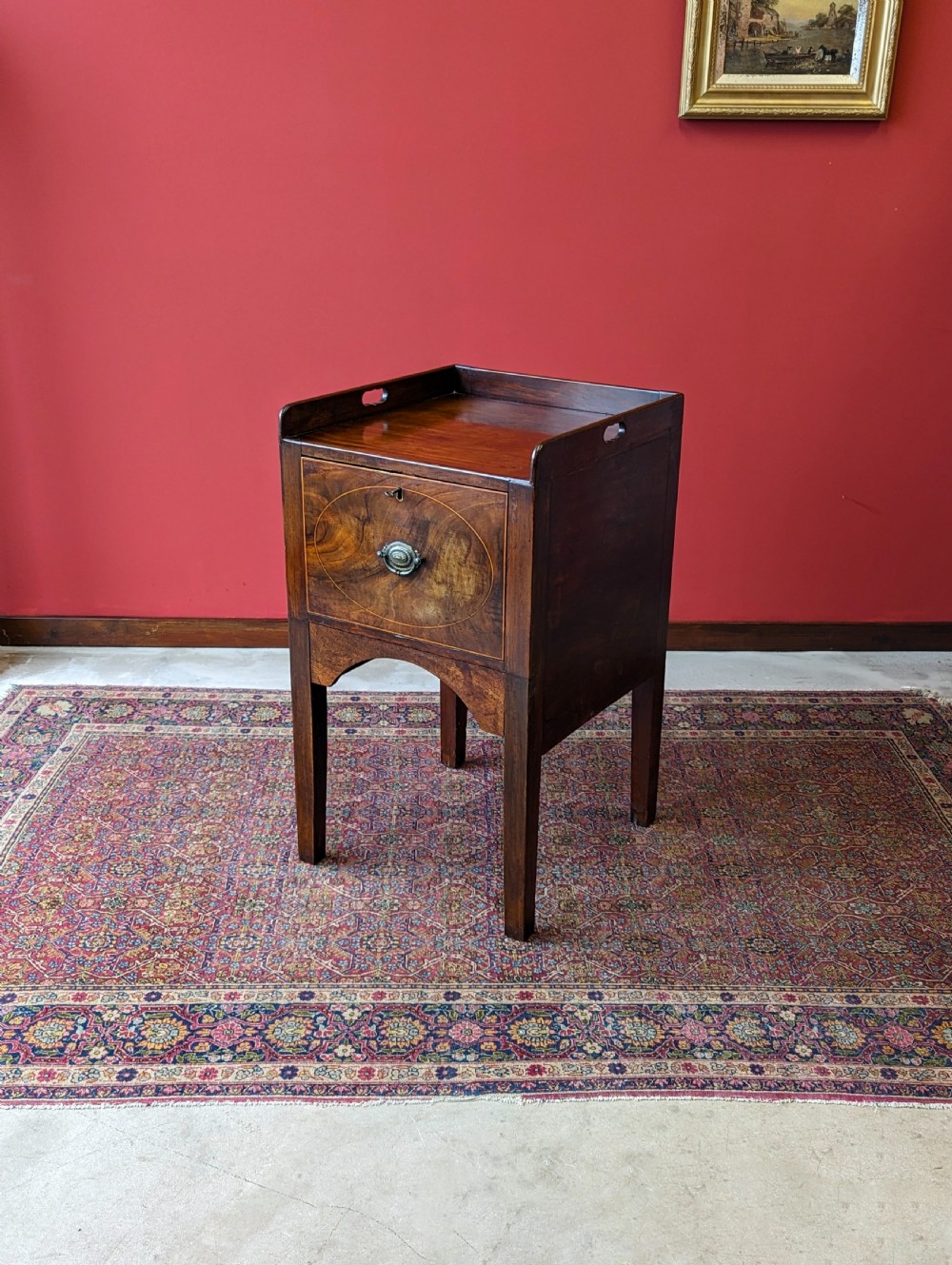 Antique Georgian Mahogany Fall Front Bedside View VIII