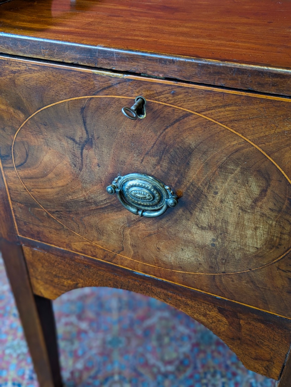 Antique Georgian Mahogany Fall Front Bedside View IX
