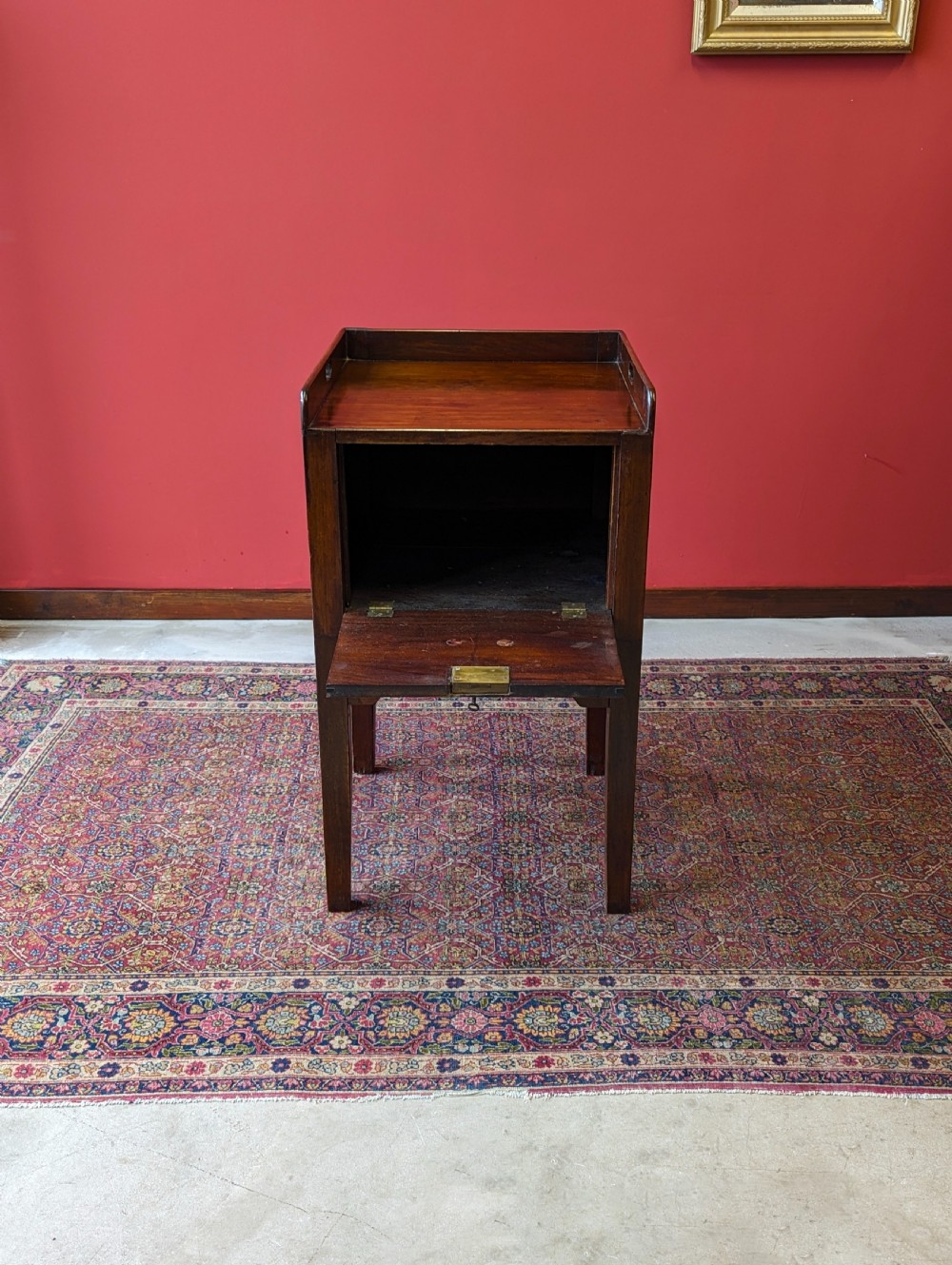 Antique Georgian Mahogany Fall Front Bedside View X