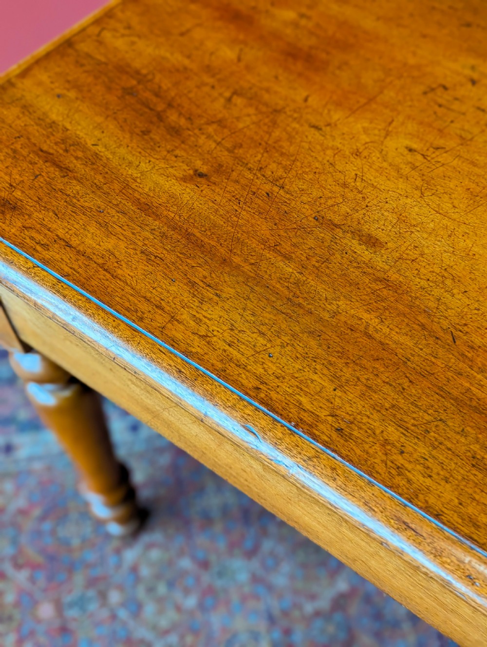 Antique 19th Century Mahogany Side Table with Drawers View III