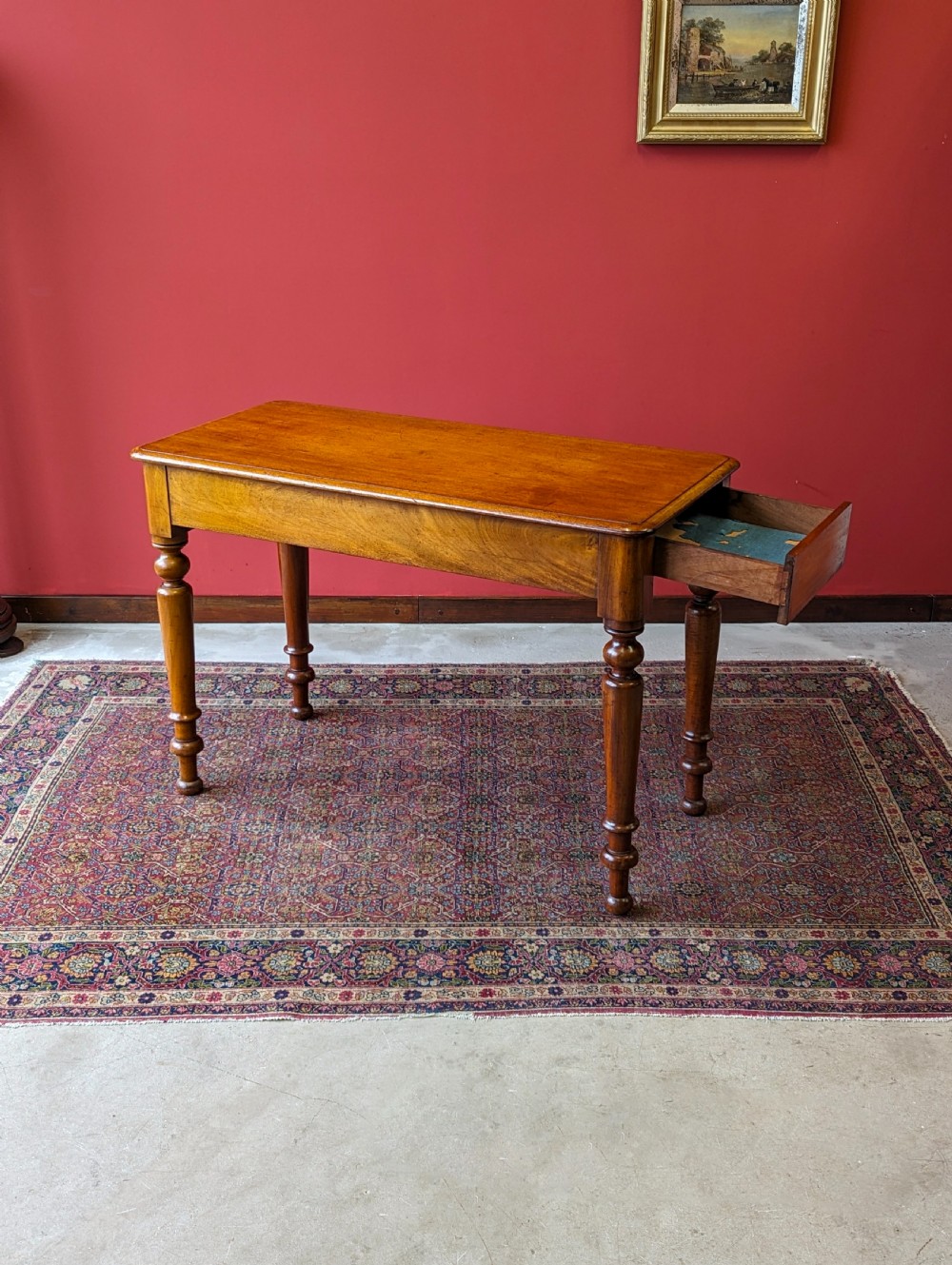 Antique 19th Century Mahogany Side Table with Drawers View VI
