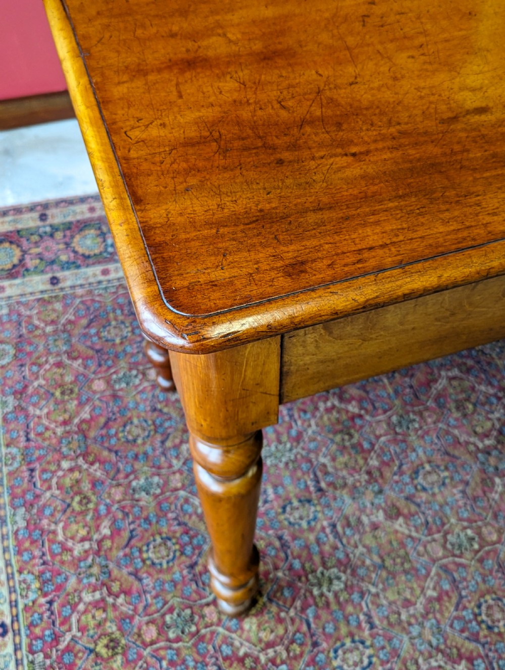 Antique 19th Century Mahogany Side Table with Drawers View VII