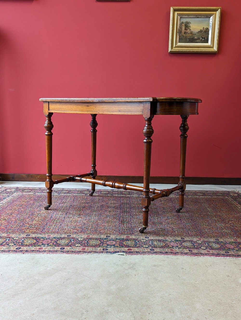 Antique Victorian Mahogany Green Leather Topped Library Table Desk View VI