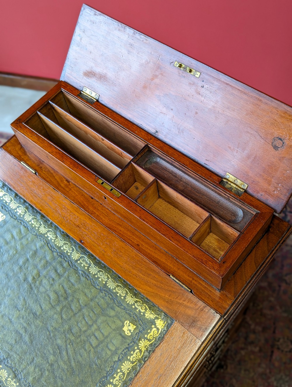 Antique 19th Century Walnut Davenport Writing Desk View IX