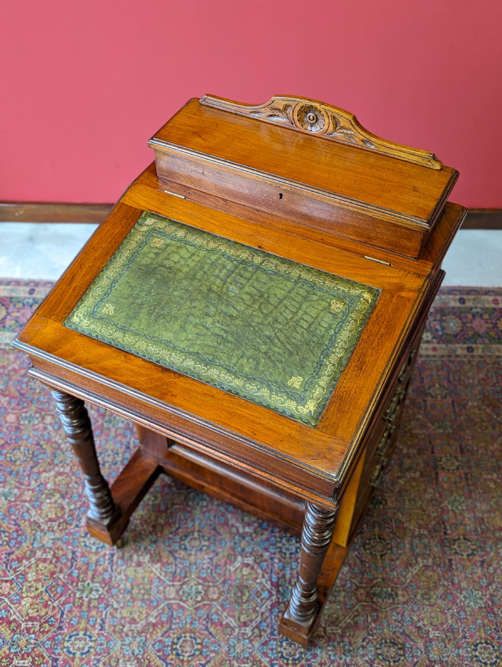 Antique 19th Century Walnut Davenport Writing Desk View X