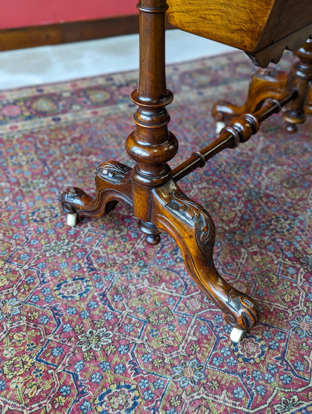 Antique Early Victorian Walnut Writing Table / Sewing Table View VII