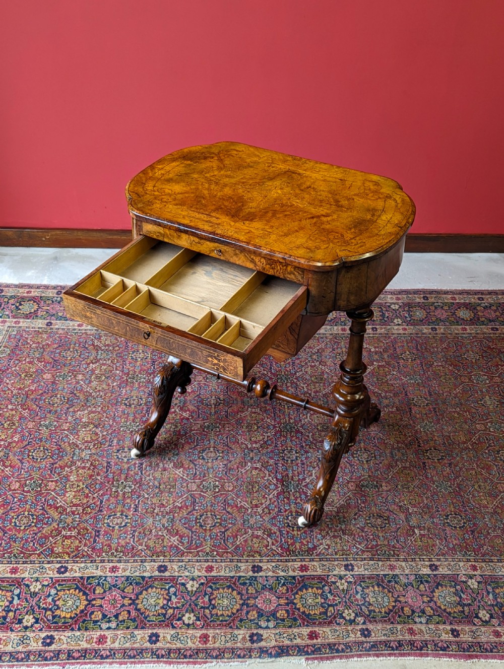 Antique Early Victorian Walnut Writing Table / Sewing Table View VIII
