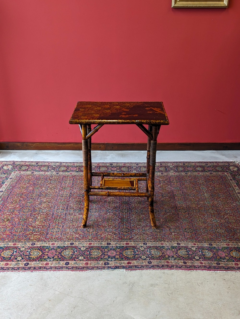 Antique Victorian Bamboo & Lacquer Side Table View II