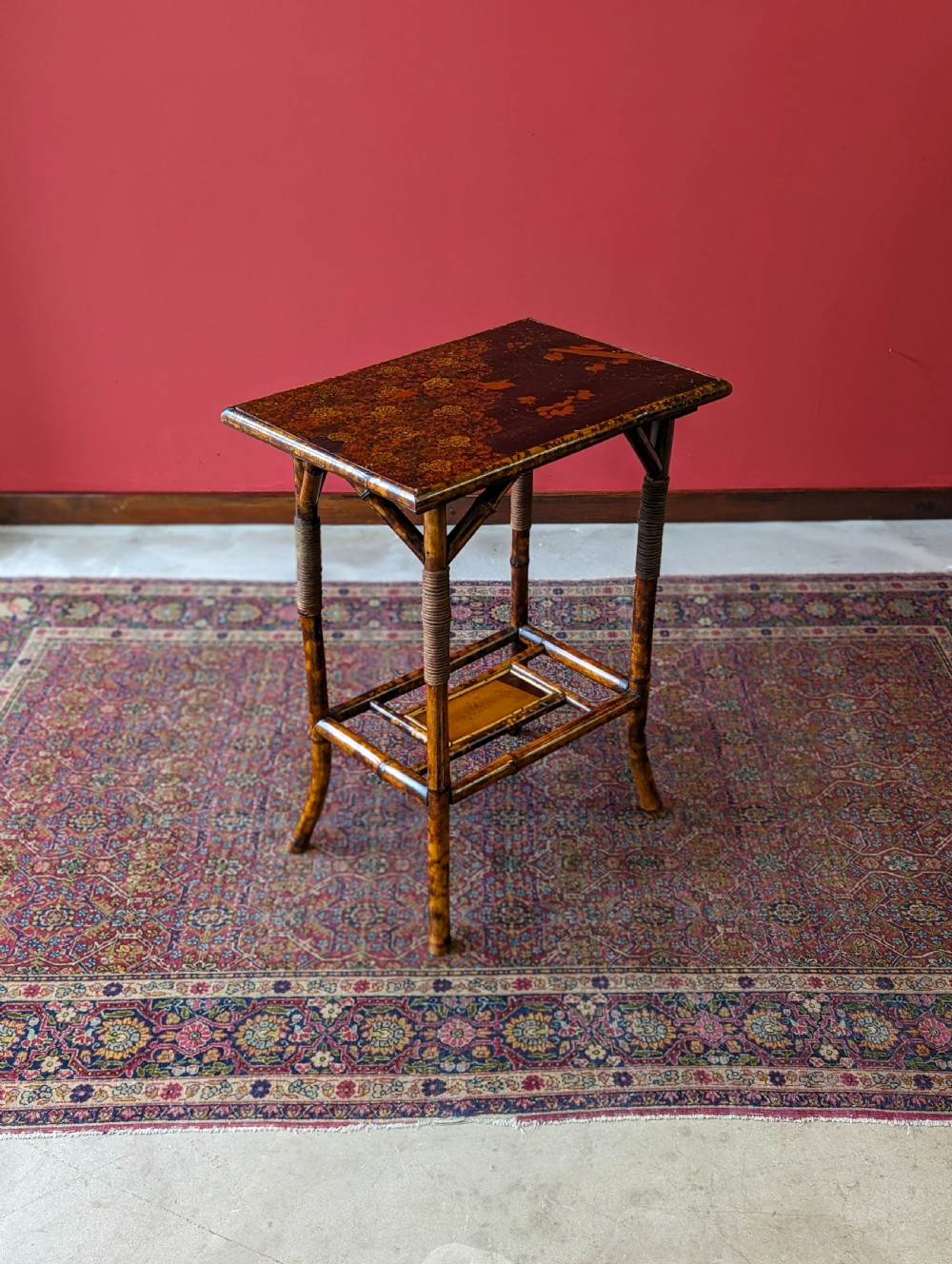Antique Victorian Bamboo & Lacquer Side Table View III
