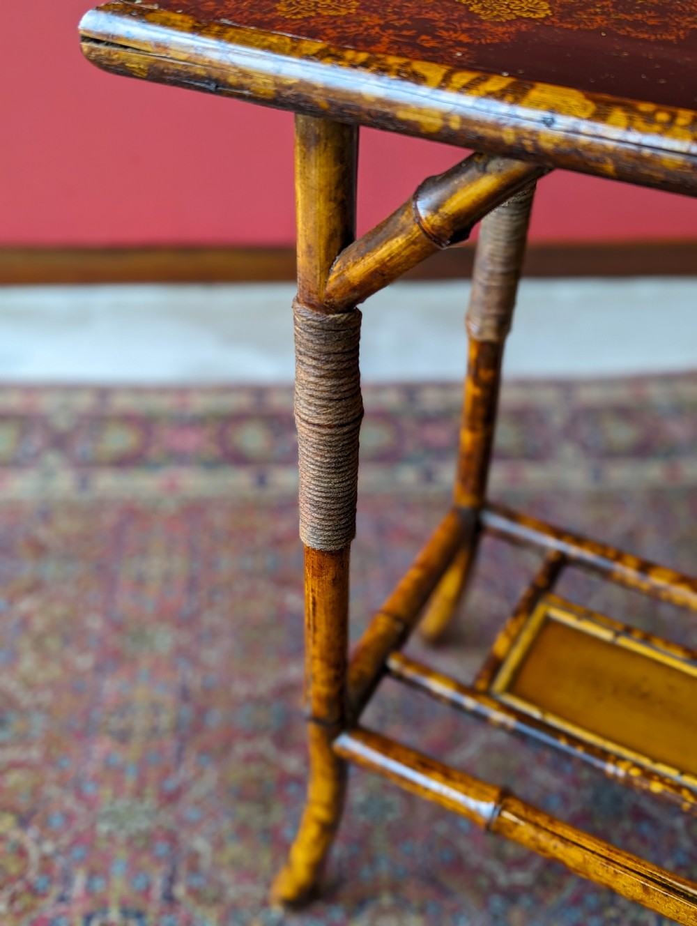 Antique Victorian Bamboo & Lacquer Side Table View IV