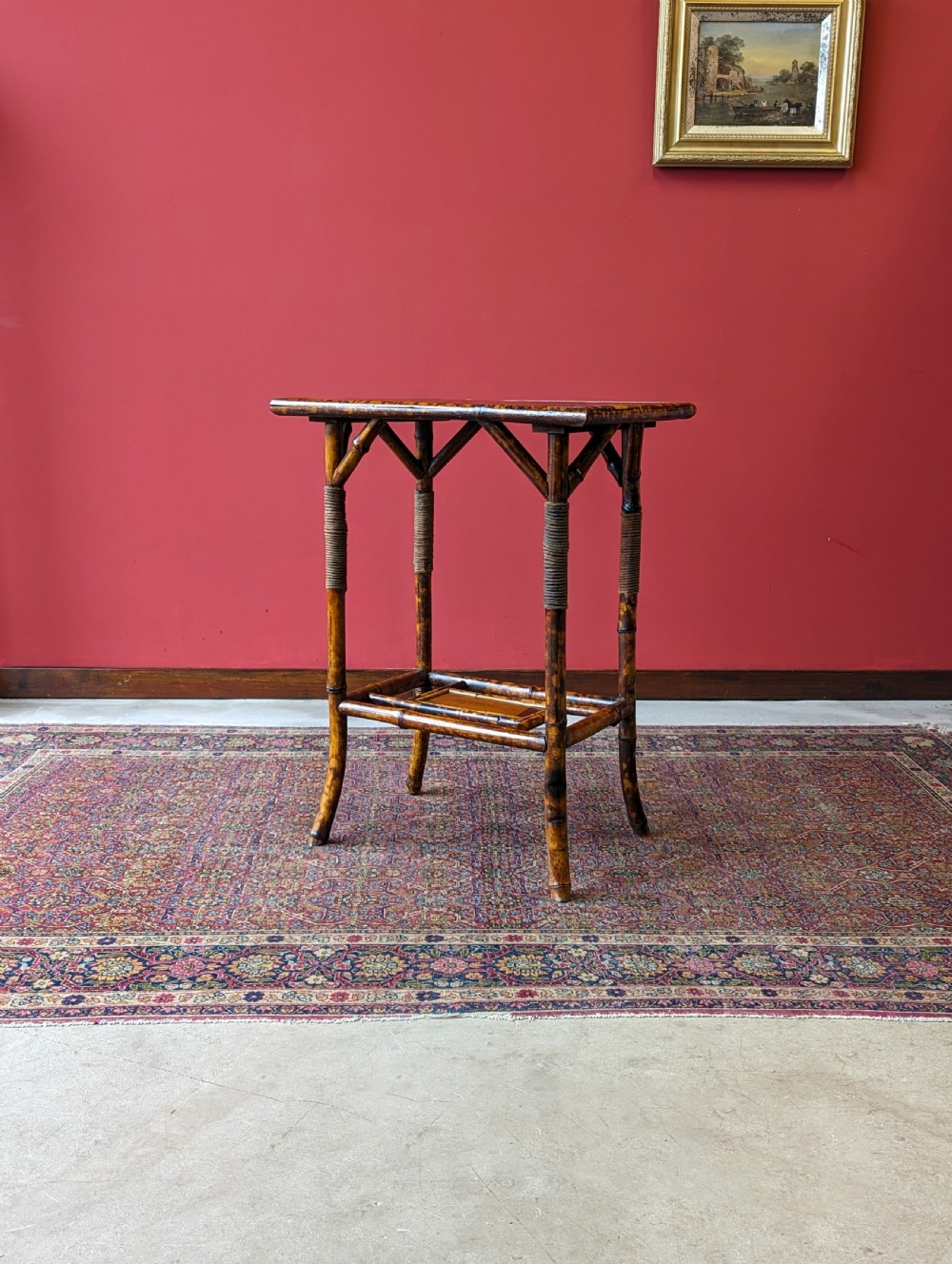 Antique Victorian Bamboo & Lacquer Side Table View V