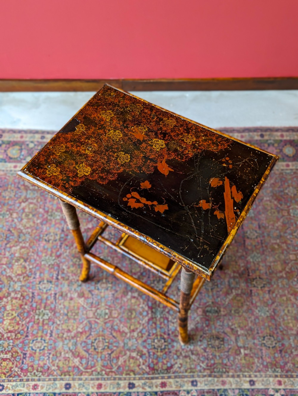 Antique Victorian Bamboo & Lacquer Side Table View VI