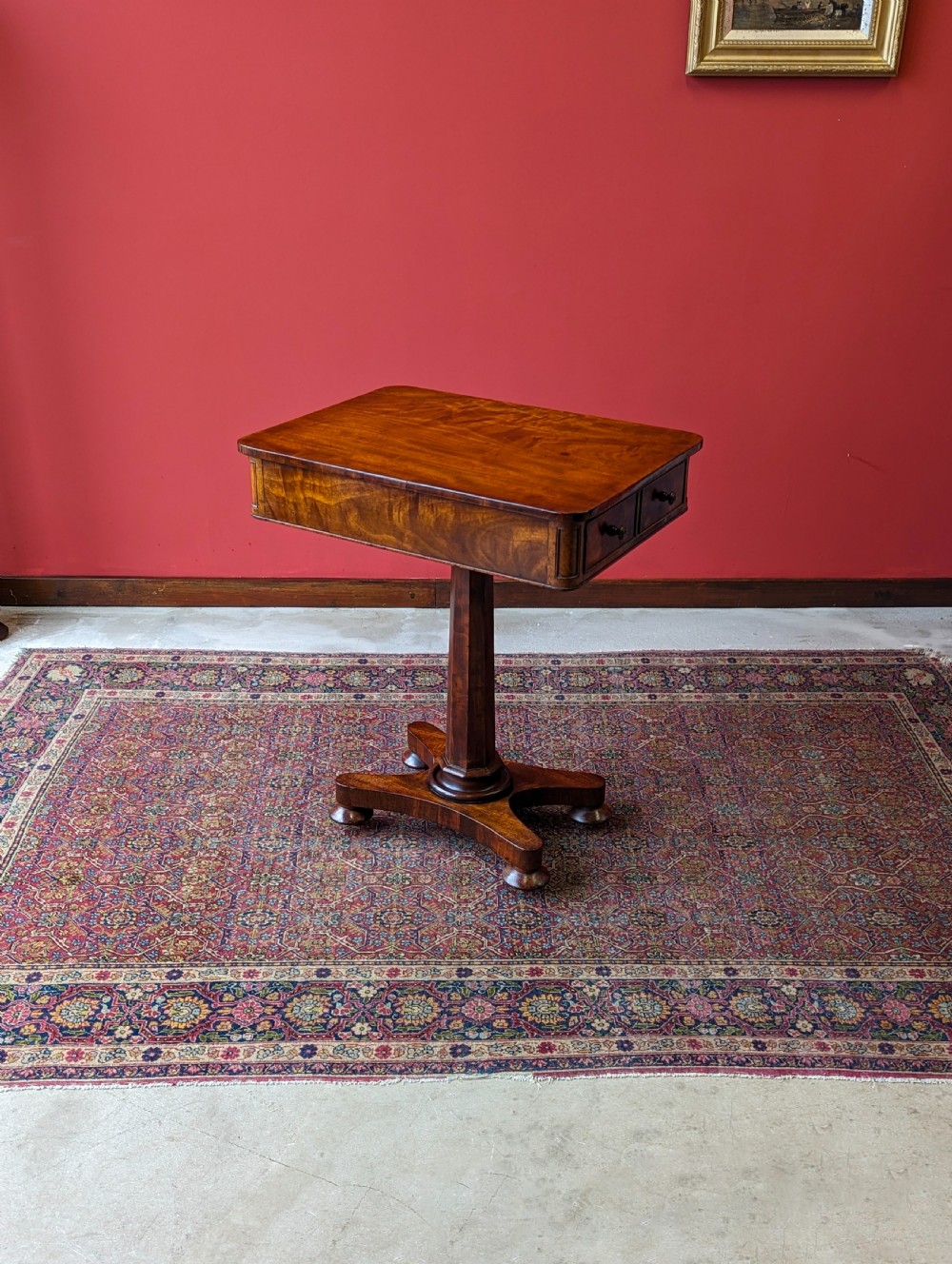 Antique 19th Century Mahogany Work Table with Drawers View II