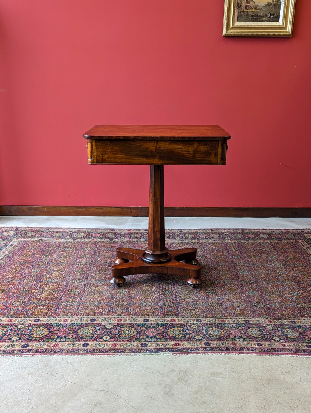 Antique 19th Century Mahogany Work Table with Drawers View III
