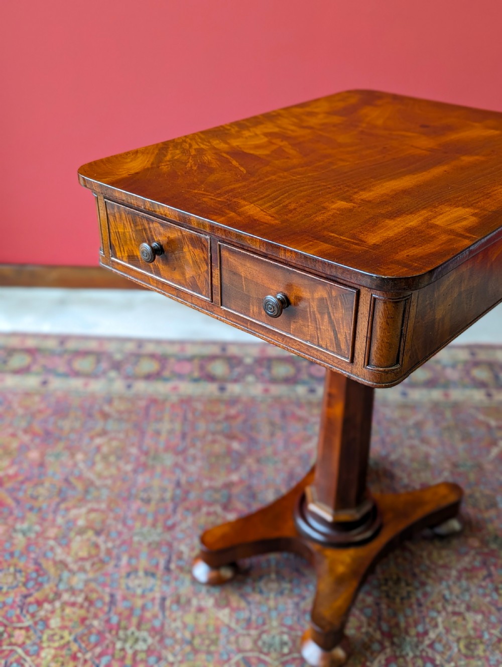 Antique 19th Century Mahogany Work Table with Drawers View V