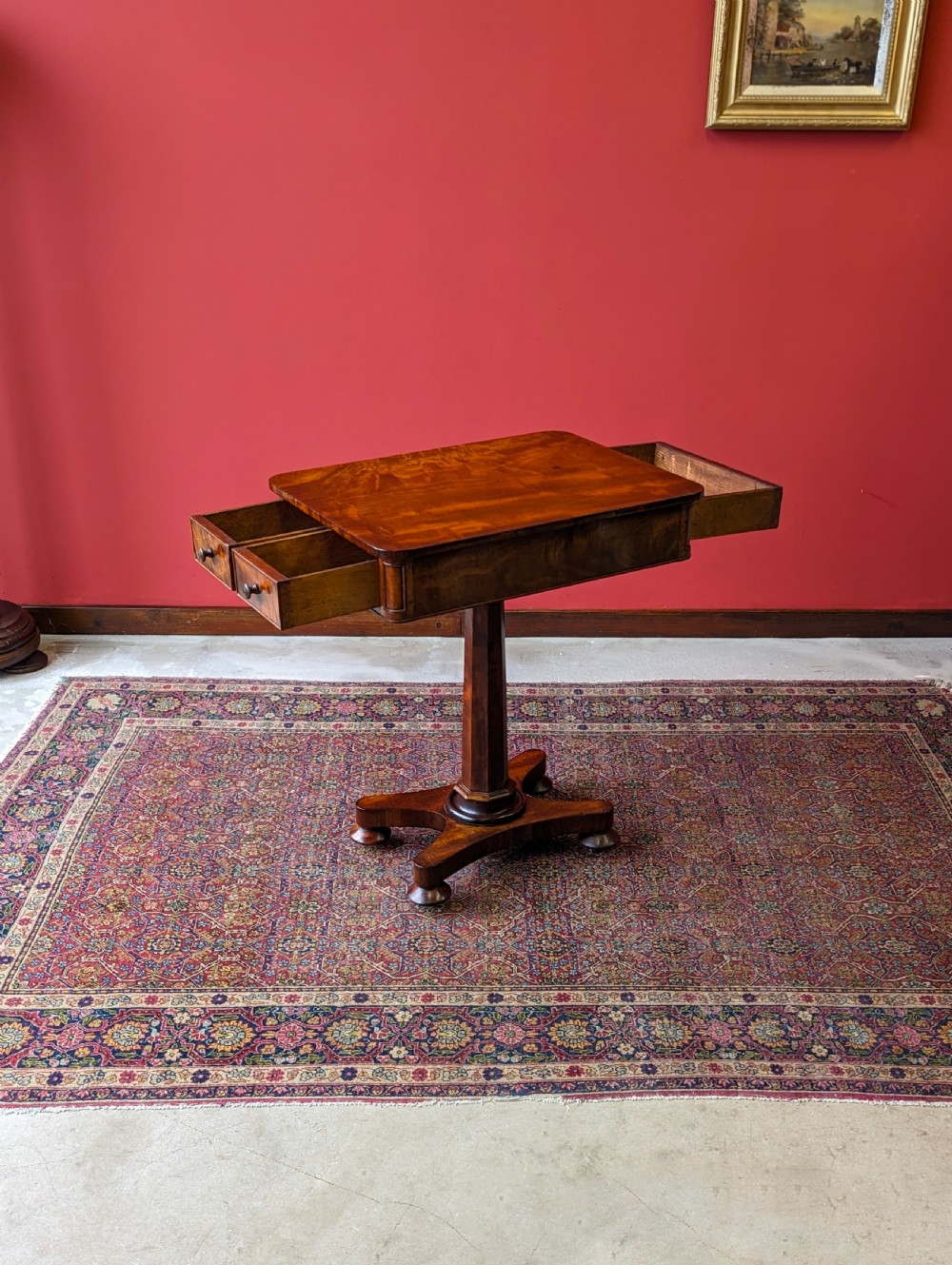 Antique 19th Century Mahogany Work Table with Drawers View VI