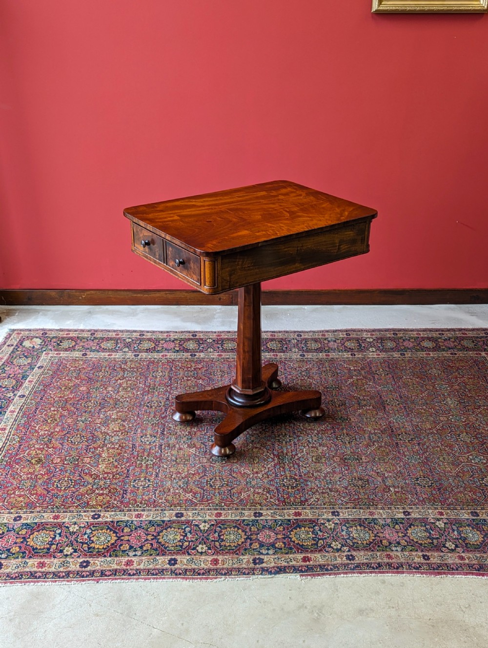Antique 19th Century Mahogany Work Table with Drawers View VIII