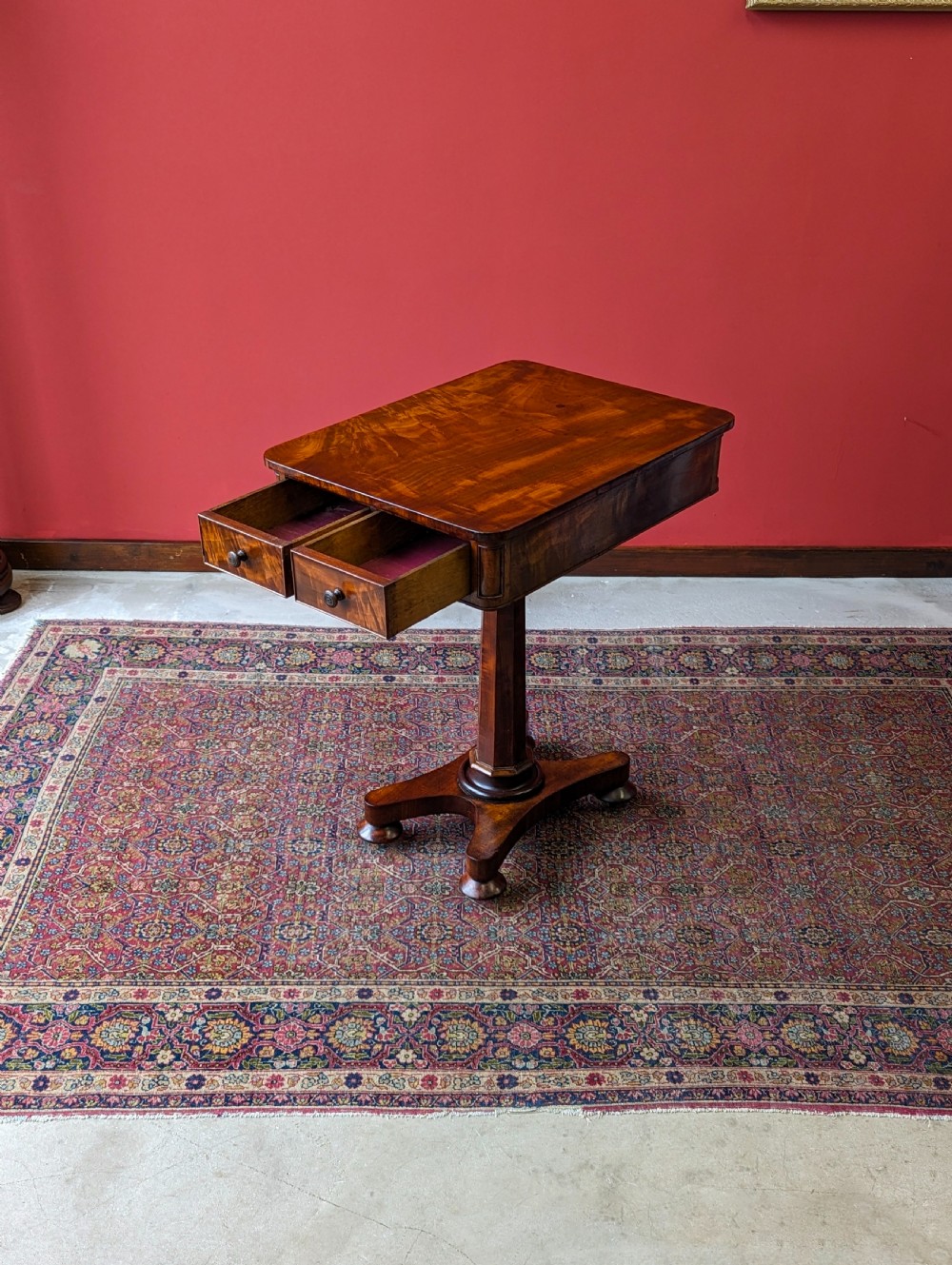 Antique 19th Century Mahogany Work Table with Drawers View X