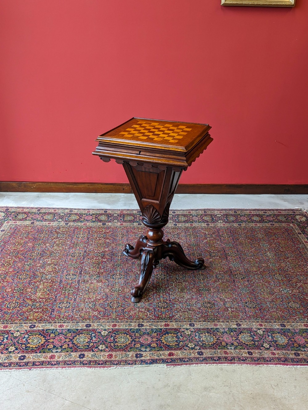 Antique Victorian Mahogany Games Table / Chess Table