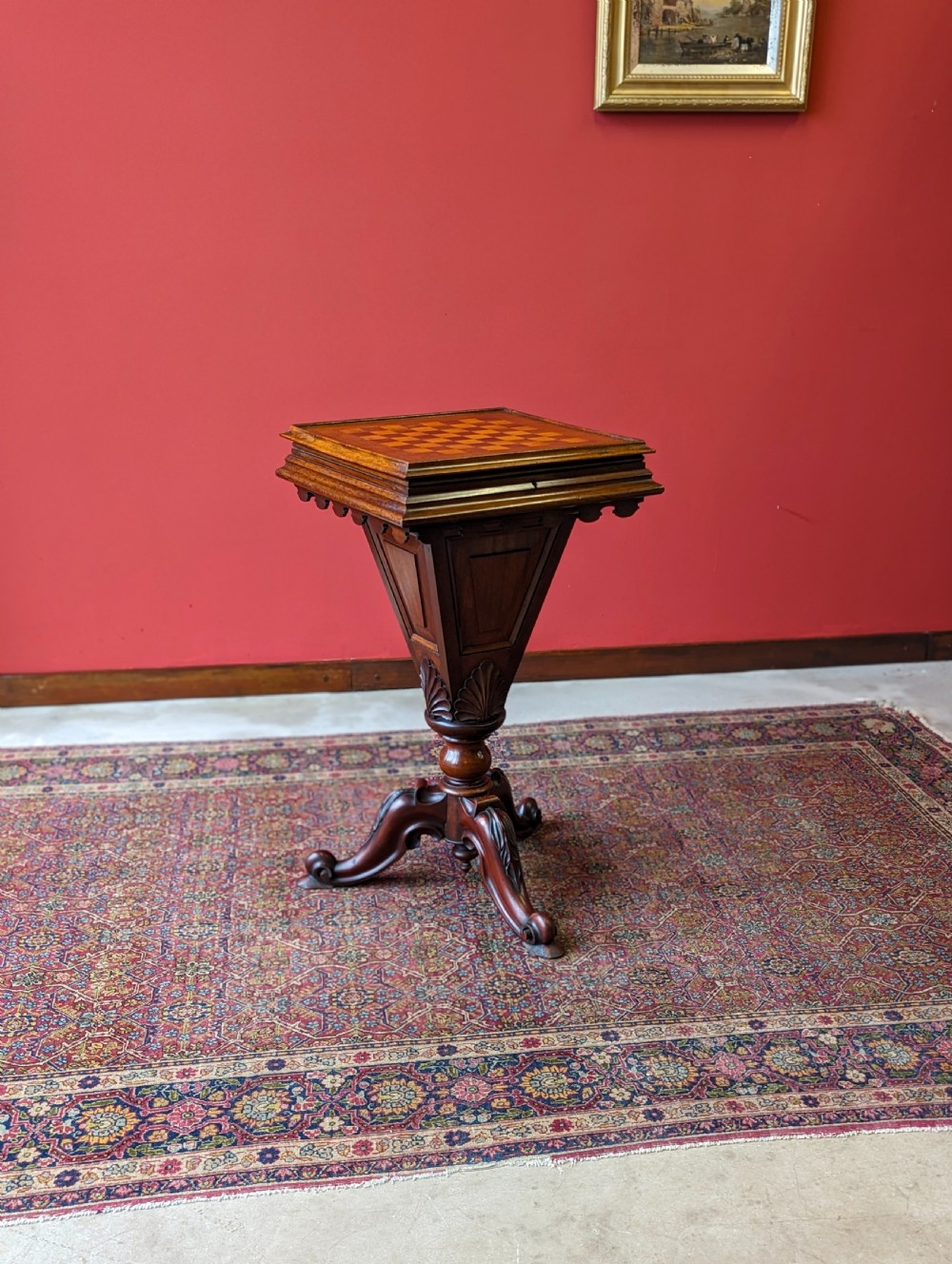 Antique Victorian Mahogany Games Table / Chess Table View III
